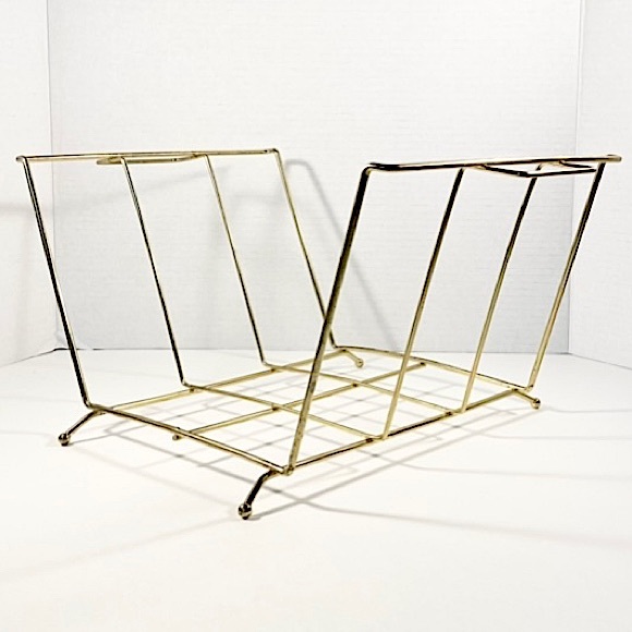 Vintage gold tone metal organizer record holder
